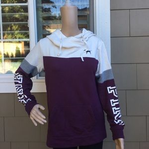 PINK Pullover, Maroon and White, XS